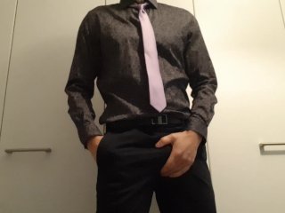 hardcore, business suit, cumshot, daddy masturbation