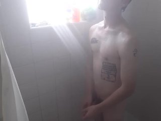Full length shower, Jack off couldn't cum :(