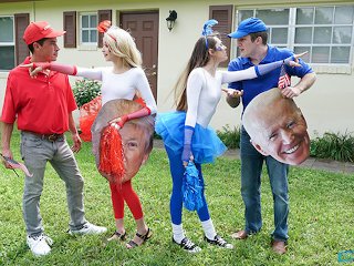Teen Neighbors Swap & Fuck Dad To Vote Red & Blue