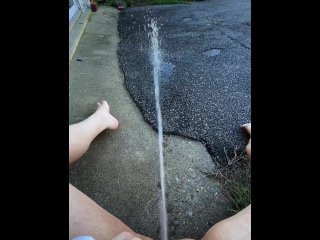 Naughty Slut Power Pisses out in Public, anyone could have seen me! I love my fountain at the end!