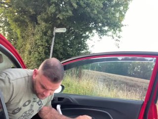 big lad Andy Lee wanking while driving around in his car gets caught by member of the public