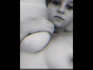 Playing with boobs while bathing. 