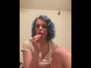 Small teen licks popsicle seductively 