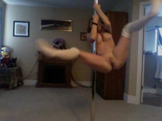 Petite GMILF Santa's Helper riding the Pole and stripping down slowly