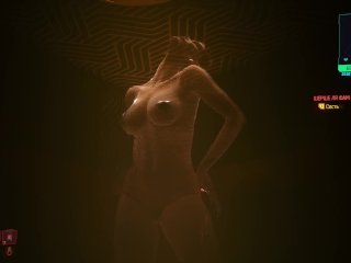 Cyberpunk 2077. Female hologram striptease. Virtual strip club  Cyberpunk