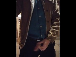 Cock out in public restroom