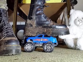 Toycar Crushing with Doc Martens Platform Boots