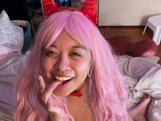 Will You Cum In My Mouth? .. Little Devil Asian Get Cum In Her Mouth And Plays With it MyAsianBunny