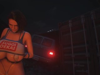 Girl with big huge boobs and bikini in the zombie world  Porno game