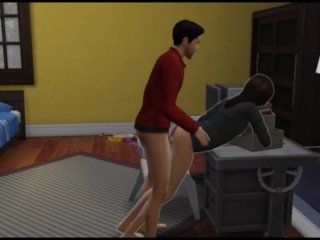 Fucking my secretary, a sexy brunette at work and outdoors  Sims