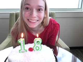 Very petite blonde has just turned 18 and is making her porn debut