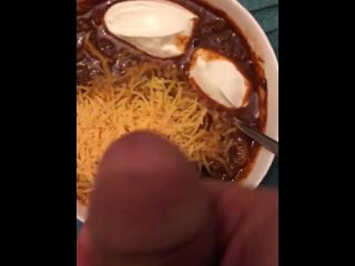 Stroking Over a Bowl of Chili FOOD FETISH
