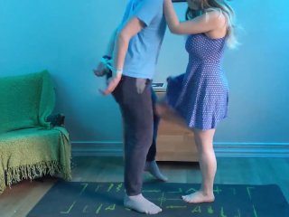 Tying up his hands to Bust his Balls  Amateur ballbusting couple kicks knees