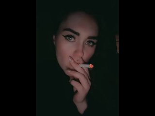 Smoking and flashing my tits in a fur coat 