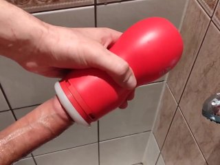 Young guy fuck his toy & cum hard