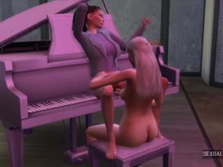 Piano Class Ends in Lesbian Sex, My Student Tastes My Big Plastic Cock - Sexual Hot Animations