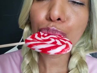 LOLLIPOP EATING ASMR - Rainbow ( (RELAXATION, LICKING, CANDY FOOD).