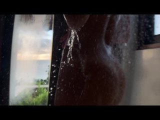 PERFECT BODY BRUNETTE SHOWS HER AMAZING ASS FOR YOU IN A MORNING SHOWER - AMATEUR SASSY AND RUPHUS