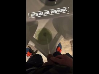 Uncut cock public pissing