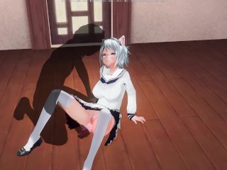 3D HENTAI Teacher fucks a schoolgirl with a vibrator in the ass