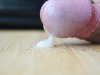 Close up of a small and thick cumshot