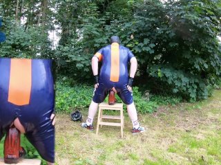 Rufus VS Mammon - rubber cyclist pup taming XXL Beast