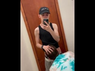 Twink Almost Caught In Public Fitting Room Giving Head 
