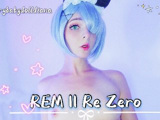 REM gently and quietly masturbates with a PINK DILDO  COSPLAY レム  Re Zero