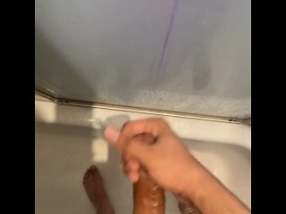 Puerto Rican husband masturbating in shower
