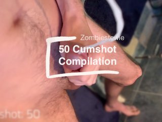 50 Cumshot Compilation, solo big white cock