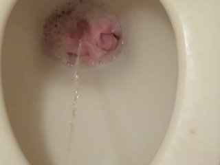 Throwing pink panties into the toilet bowl and pissing!