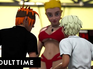 ADULT TIME - Big Titty Hentai Gym Teacher Shows The Class How To Give Head