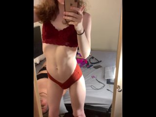Tall Redheaded Tgirl Gets Her Cock Sucked