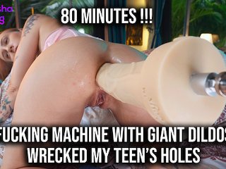 4K Fucking Machine with GIANT Dildos wrecked my teen's ass balls deep with huge squirt and wide gape
