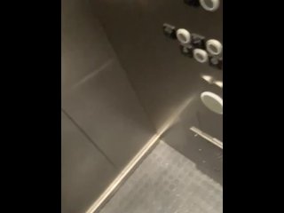 Saucy Blonde Otter Peeing in Public Elevator - Pissing in Parking Garage - Glass Elevator - Night