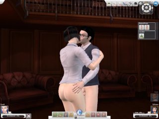 Professor fucks his transsexual student in the library  Porno game
