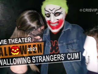 Cristina Almeida Swallows stranger’s cum in the sex theater during Halloween 2021  Movie Theater 6