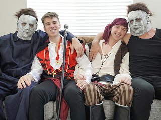 Twink Trade - Hot And Horny Stepdads Put On Costumes And Surprise Their Teen Twinks On The Couch