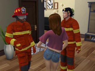 Sims 4 - Common days in the sims  Thanking these handsome firefighters for saving me