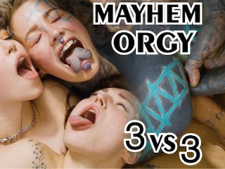 hardcore alternative ORGY - 3 on 3 anal fuck - ATM, gape, DP, facial -  Mina K, Eden Ivy, Anuskatzz