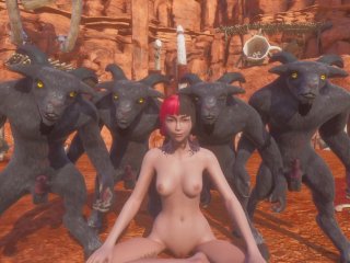 Cute Asian Girl gets Gangbanged with 4 Goat Demons (Furry)