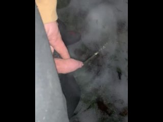 Pissing outdoors on snow/ice, steam 
