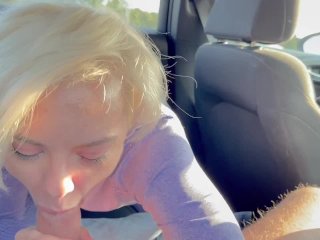 My girlfriend gives me a handjob in the back of her car pov
