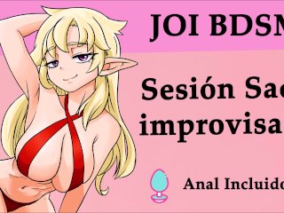 JOI hentai, sesión sado improvisada, voz española.