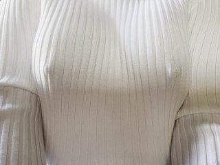 Edging in a white sweater