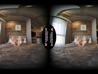 Solo blonde girl Mika is alone and very naughty in VR