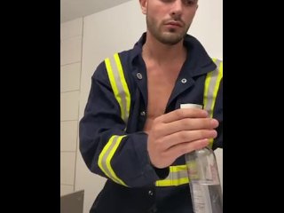 Jacking dick in work uniform 