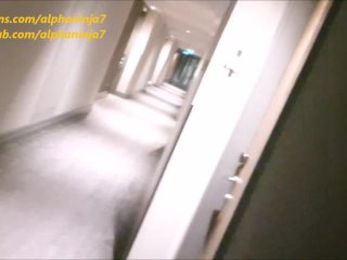 Risky Public Sex around the Hotel, Cum Over My Ass in the Corridor