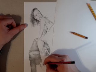 Speed Drawing - Hot MILF in high hells takes two dicks! Anal threesome and DP