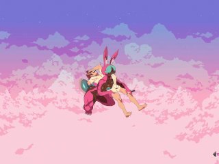 Furry game Cloud Meadow Guy in pink bunny costume  Strapon from the main character